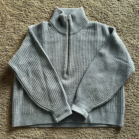 Felted Merino Half Zip Sweater